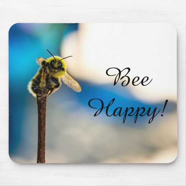 Bee Happy Bumblebee Mousepad (Front)