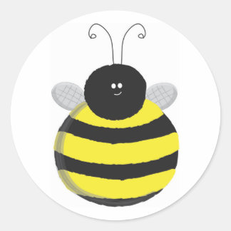 Bee Happy Chubby cute bee Classic Round Sticker
