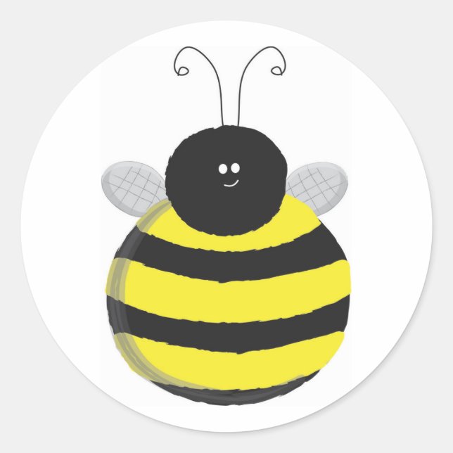 Bee Happy Chubby cute bee Classic Round Sticker (Front)