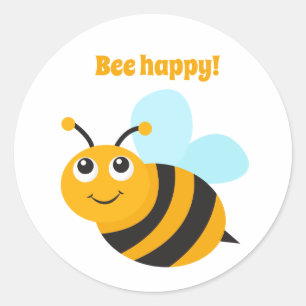 Bee happy   classic round sticker