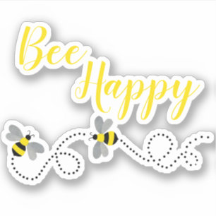 Bee Happy   Custom-Cut Vinyl Sticker
