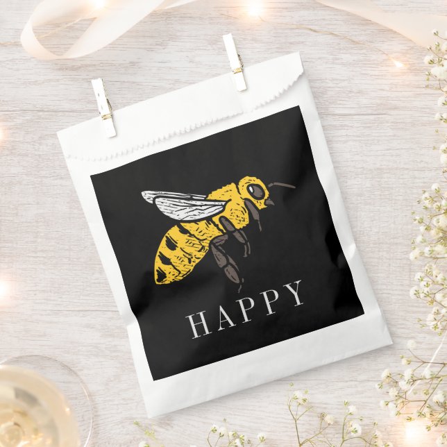 Bee Happy Custom Insect Illustration Favour Bag (Clipped)