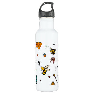 Bee happy cute bees word art 710 ml water bottle