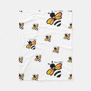 Bee Happy – Cute Bumble Bee Repeat Pattern Fleece Blanket