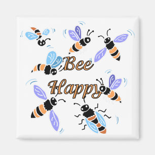 Bee Happy Cute Bumble Bee Tees and Gifts Magnet