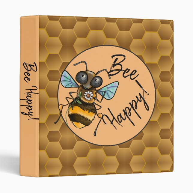 Bee Happy!  Cute Honey Bee Binder (Front/Spine)