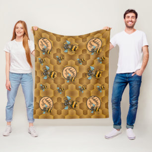Bee Happy!  Cute Honey Bee Fleece Blanket