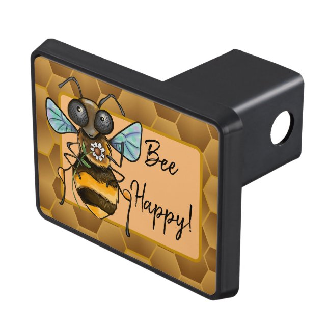Bee Happy!  Cute Honey Bee Trailer Hitch Cover (Top Right)