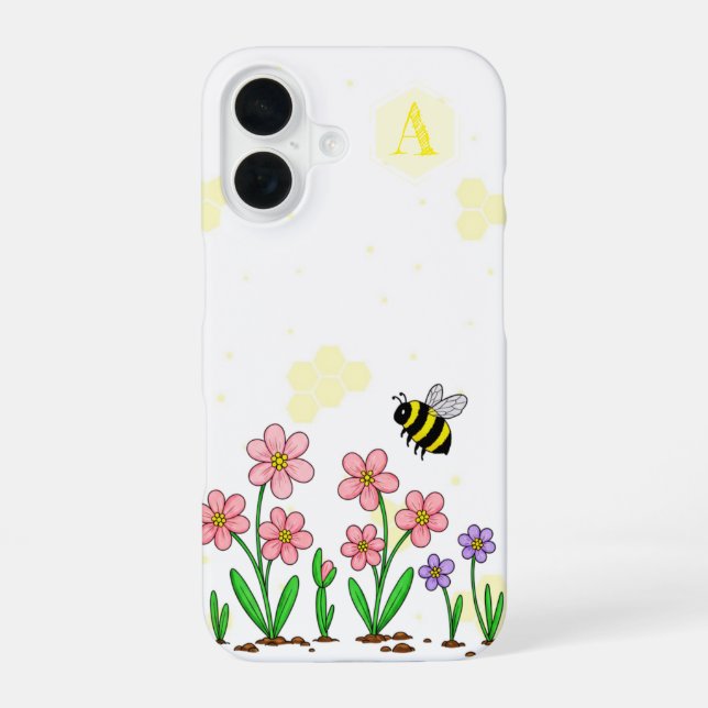 Bee Happy Garden iPhone 16 Case (Back)