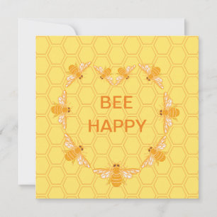 Bee Happy honey bees on yellow honeycomb