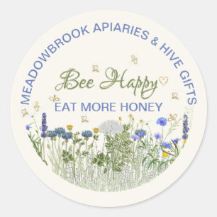BEE HAPPY Meadow Flowers et abeilles Lid Étiquette