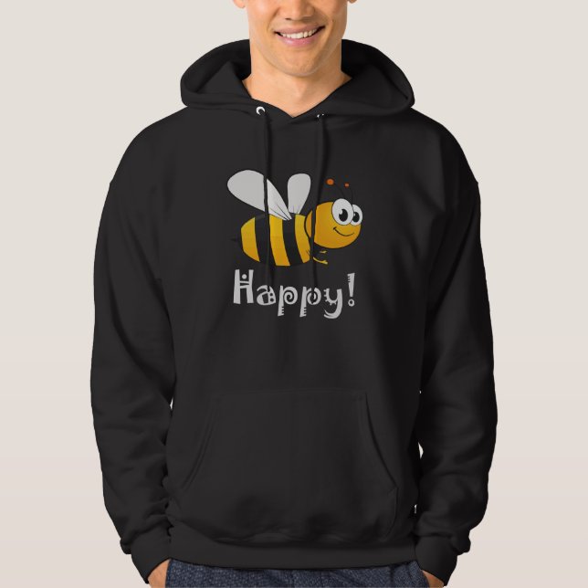 Bee Happy Mens Womens Kids Hoodie (Front)