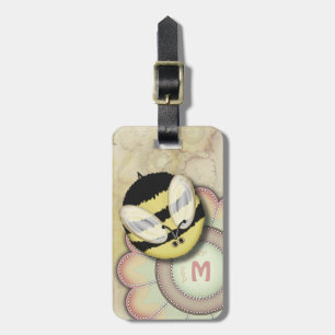 Bee Happy Personalized Monogram Luggage Tag