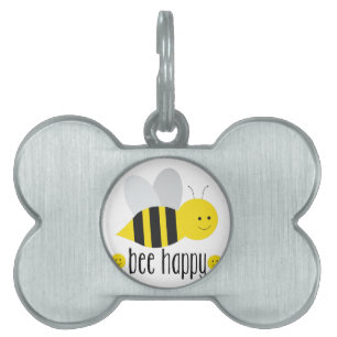 Bee Happy Pet ID Tag
