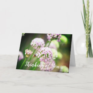 Bee Happy Purple Diagonal Allium Flowers Thinking Card