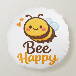 Bee Happy Round Pillow
