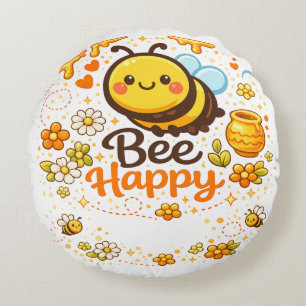 Bee Happy Round Pillow