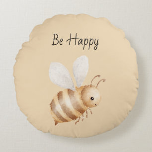 Bee Happy Round Pillow