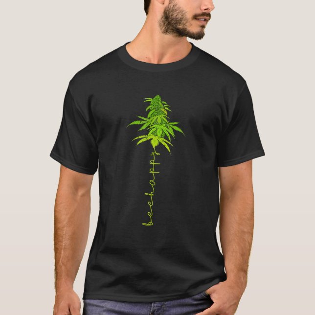 Bee Happy St Patricks Day Weed Marijunaa THC Stone T-Shirt (Front)
