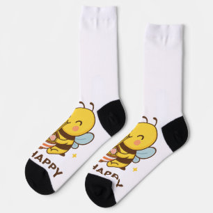 Bee Happy Sticker – Cute Bees Sharing Ramen" Socks