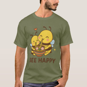 Bee Happy Sticker – Cute Bees Sharing Ramen" T-Shirt