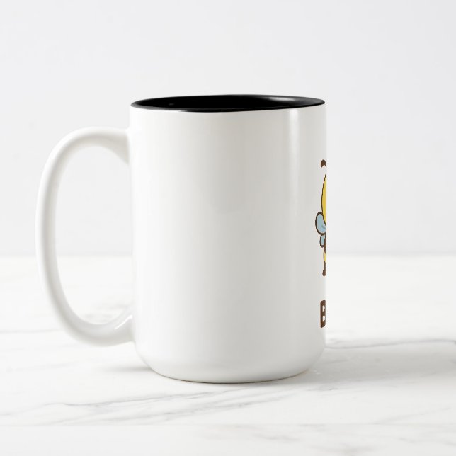 Bee Happy Sticker – Cute Bees Sharing Ramen" Two-Tone Coffee Mug (Left)
