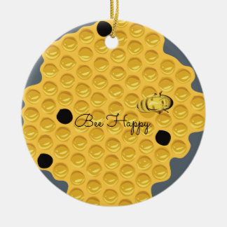 Bee Happy & The Honeycomb Ceramic Ornament