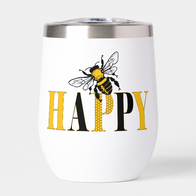 Bee Happy Thermal Tumbler (Front)