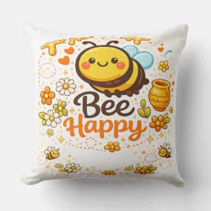 Bee Happy Throw Pillow