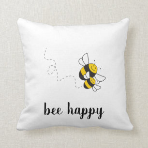 Bee happy throw pillow to put a smile on your face