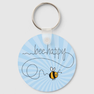 bee happy trail keychain