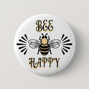 Bee Happy Vintage Colours Honey Bee 2 Inch Round Button