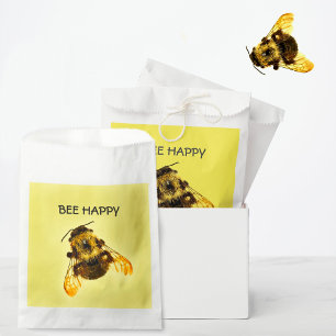 Bee Happy Yellow Bumblebee Yellow Favour Bag
