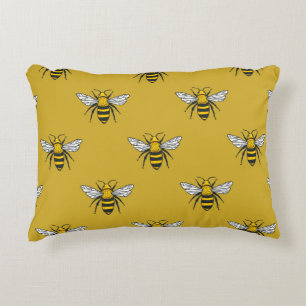 Bee Haven: Vintage Yellow Pattern Accent Pillow