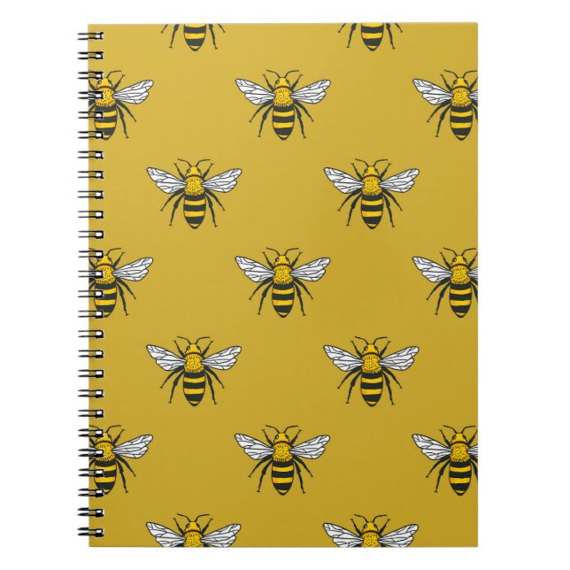 Bee Haven: Vintage Yellow Pattern Notebook (Front)