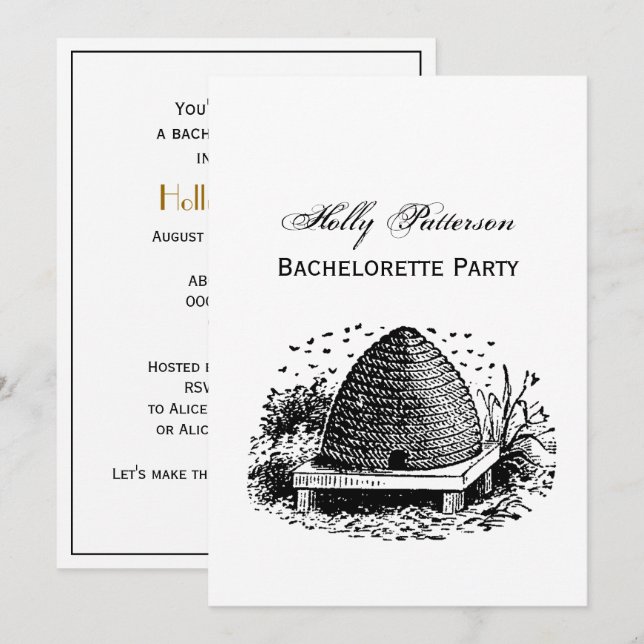 Bee Hive and Bees #1 Heraldic Vintage Invitation (Front/Back)