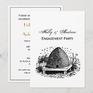 Bee Hive and Bees #1 Heraldic Vintage Invitation