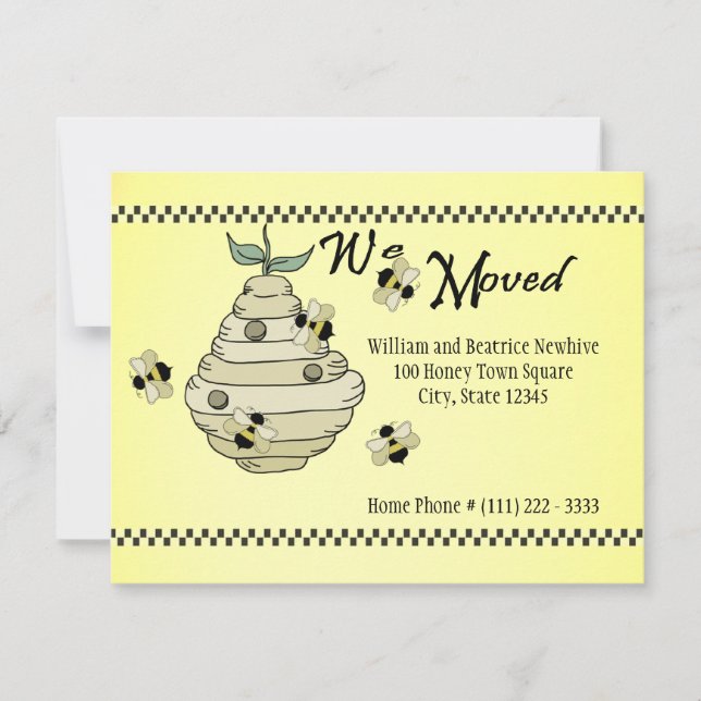 Bee Hive Changement d'adresse Faire-part (Devant)