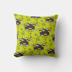 Bee Hive Fun Honeycomb Throw Pillow