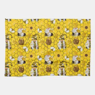 Bee Hive Gnomes Pattern Kitchen Towel