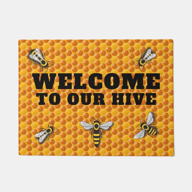Bee Hive Honeycomb Template Doormat (Front)