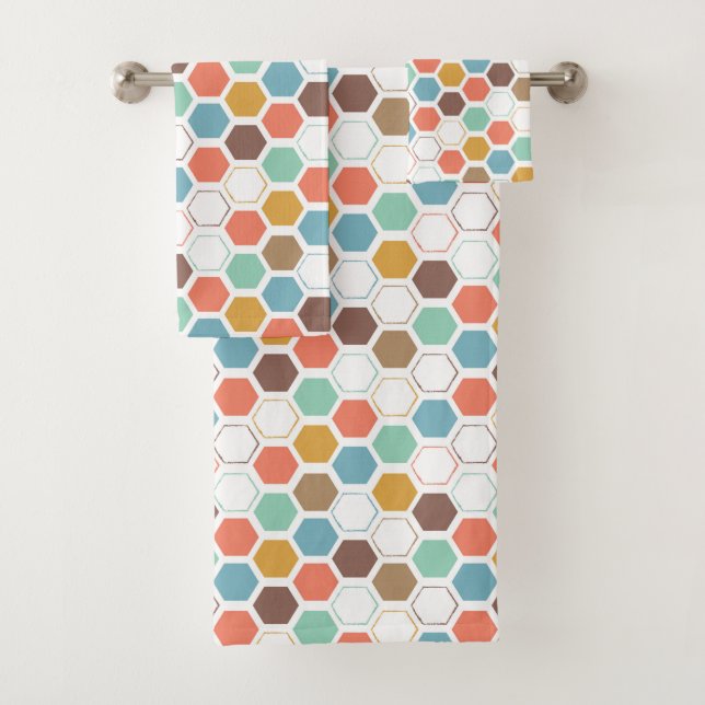 Bee Hive Module Pattern Bath Towel Set (Insitu)