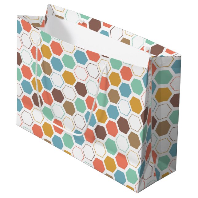Bee Hive Module Pattern Large Gift Bag (Front Angled)