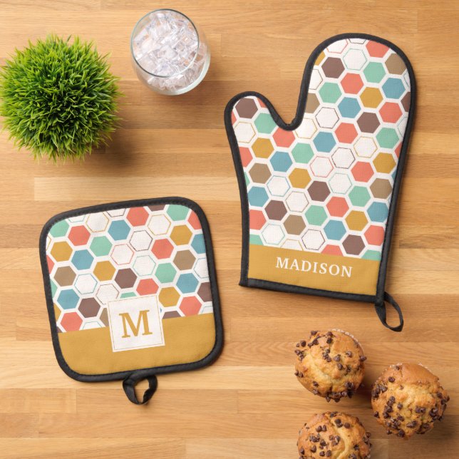 Bee Hive Module Pattern Oven Mitt & Pot Holder Set (Top Down)