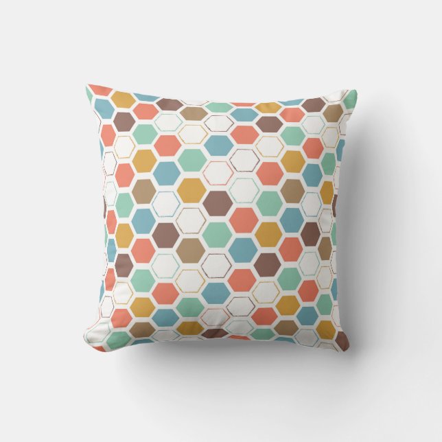 Bee Hive Module Pattern Throw Pillow (Front)