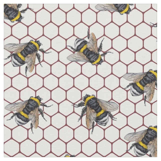 Bee hive white. Honey bumblebee insect. Beekeeper Fabric (Close Up)