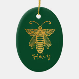 BEE HOLY Christmas Honeybee Conservation Ceramic O Ornament
