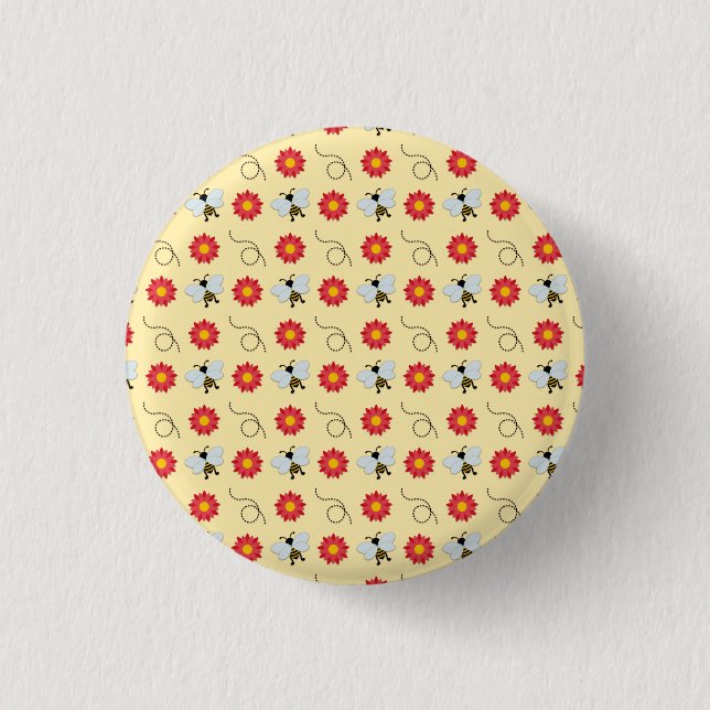 Bee Honey And Flower 1 Inch Round Button (Front)