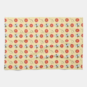 Bee Honey And Flower Kitchen Towel