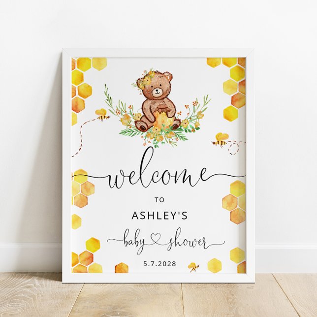 Bee honey bear baby shower welcome poster (Creator Uploaded)